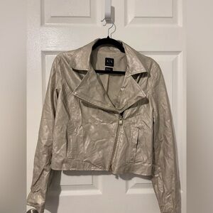 NWT Armani Exchange Women's Metallic Faux Leather Jacket